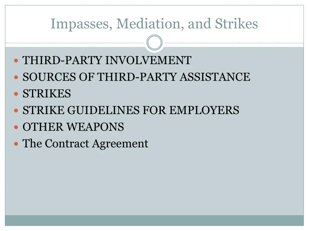 impasses mediation and strikes