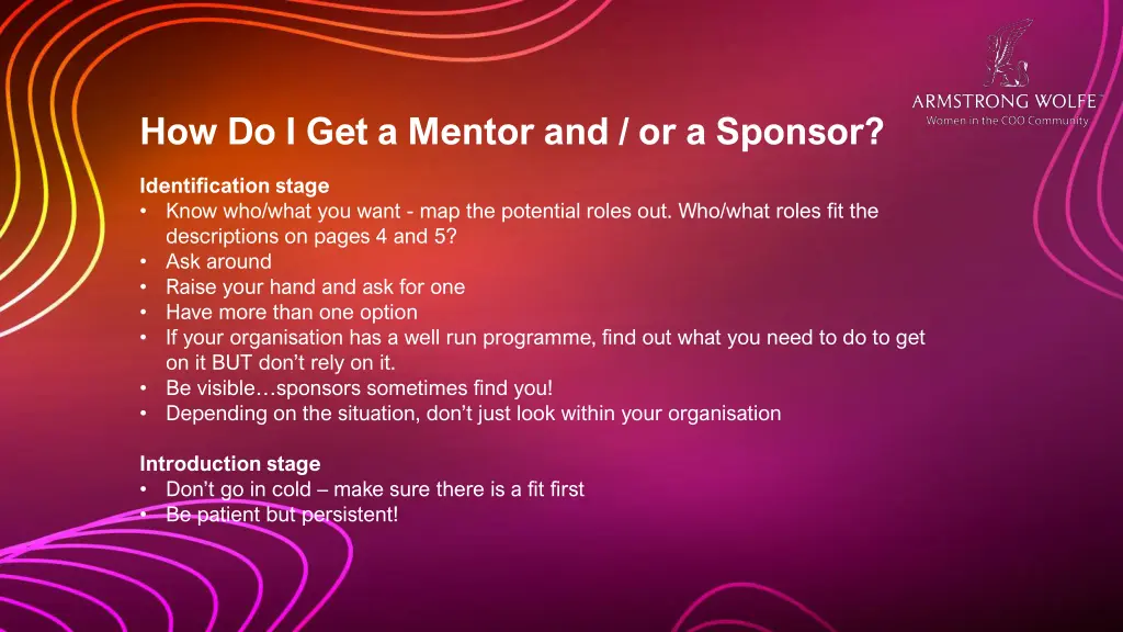 how do i get a mentor and or a sponsor