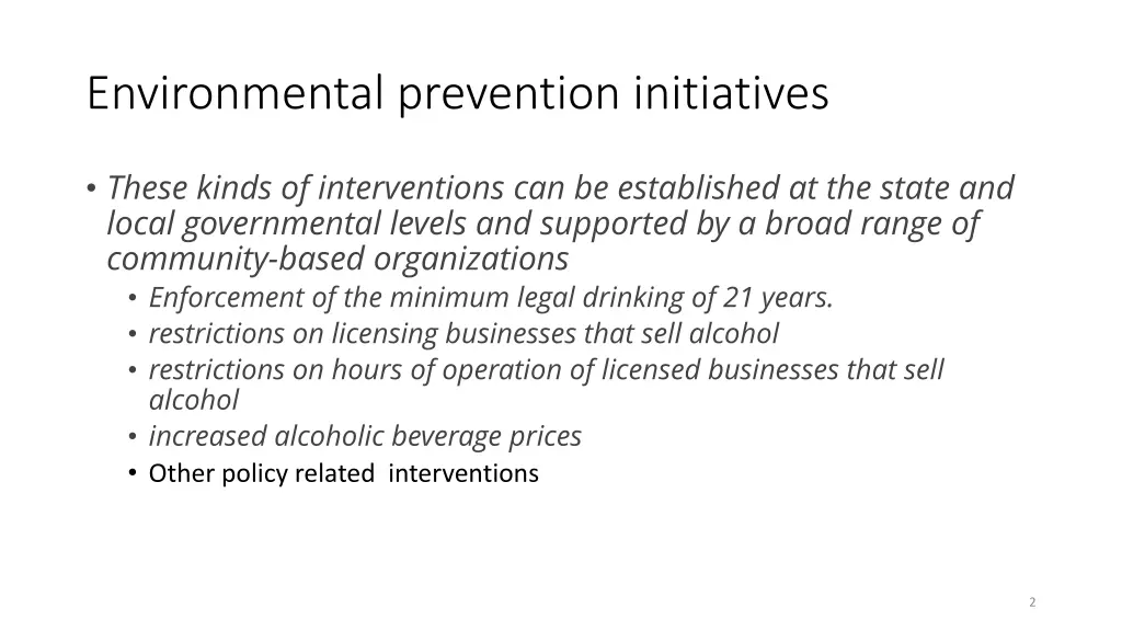 environmental prevention initiatives