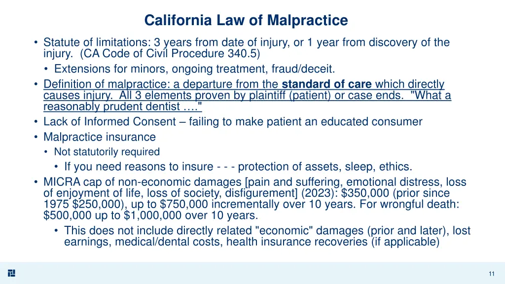 california law of malpractice