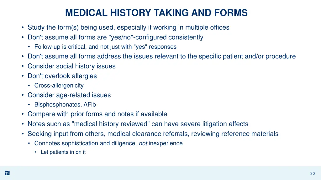 medical history taking and forms