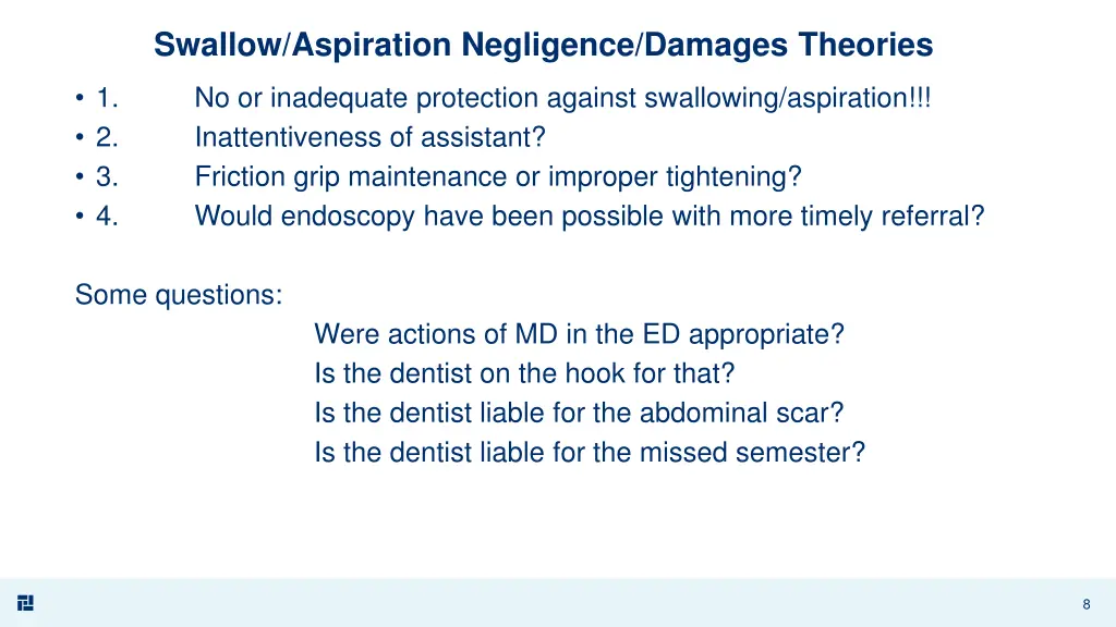 swallow aspiration negligence damages theories