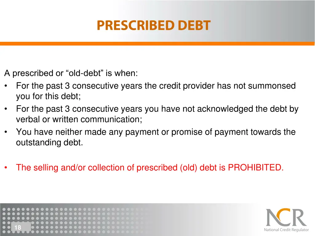 a prescribed or old debt is when for the past