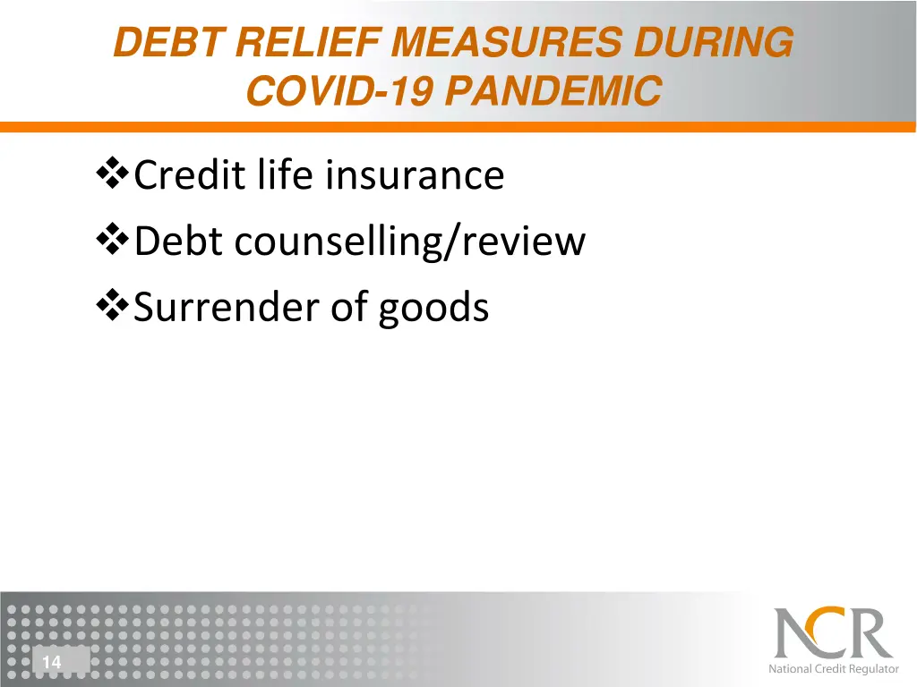 debt relief measures during covid 19 pandemic