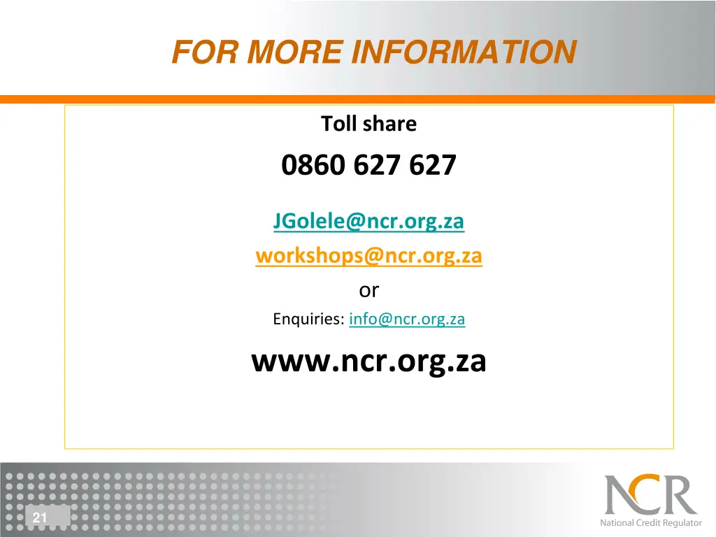 for more information