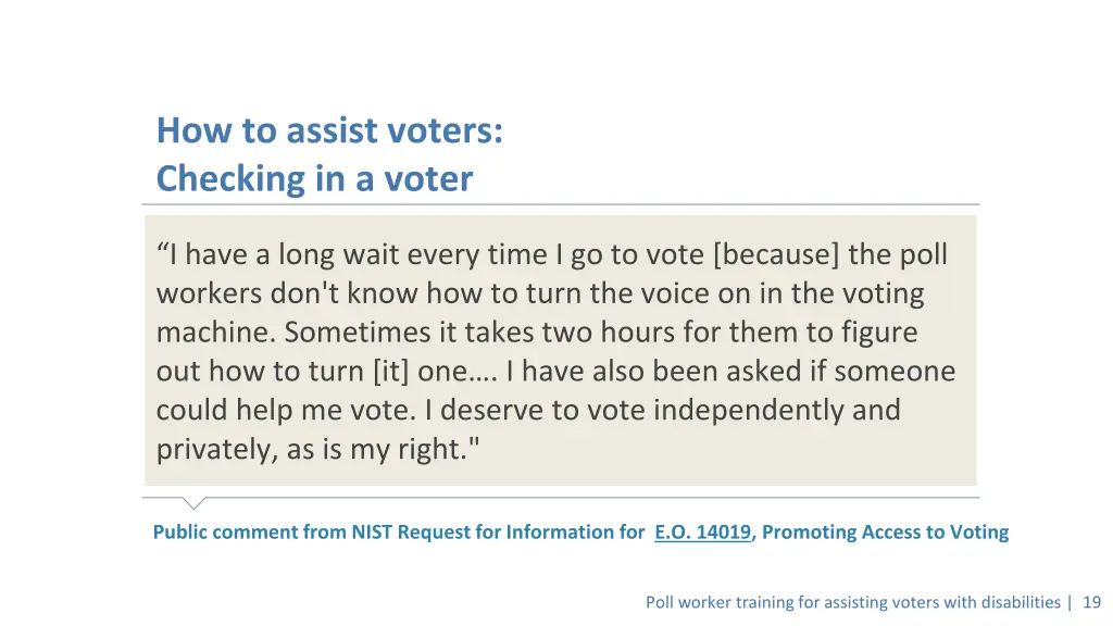 how to assist voters checking in a voter