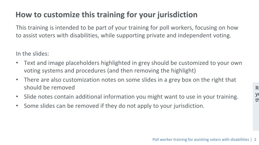 how to customize this training for your