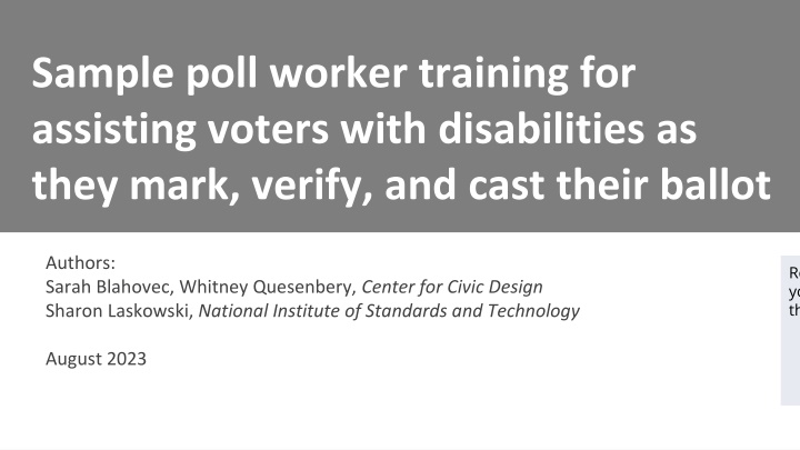 sample poll worker training for assisting voters