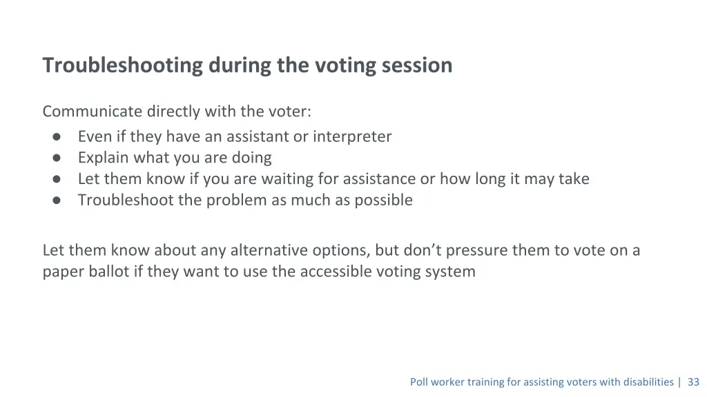 troubleshooting during the voting session