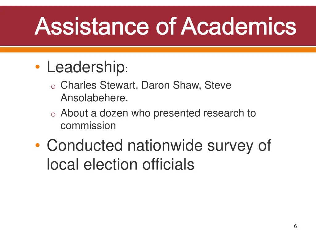 assistance of academics