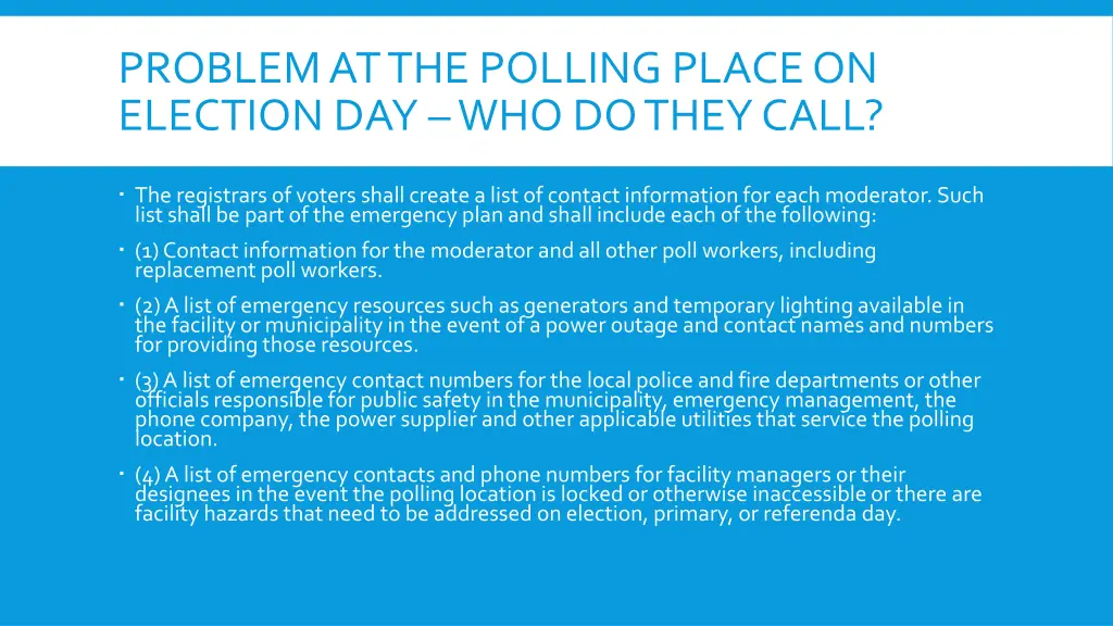 problem at the polling place on election