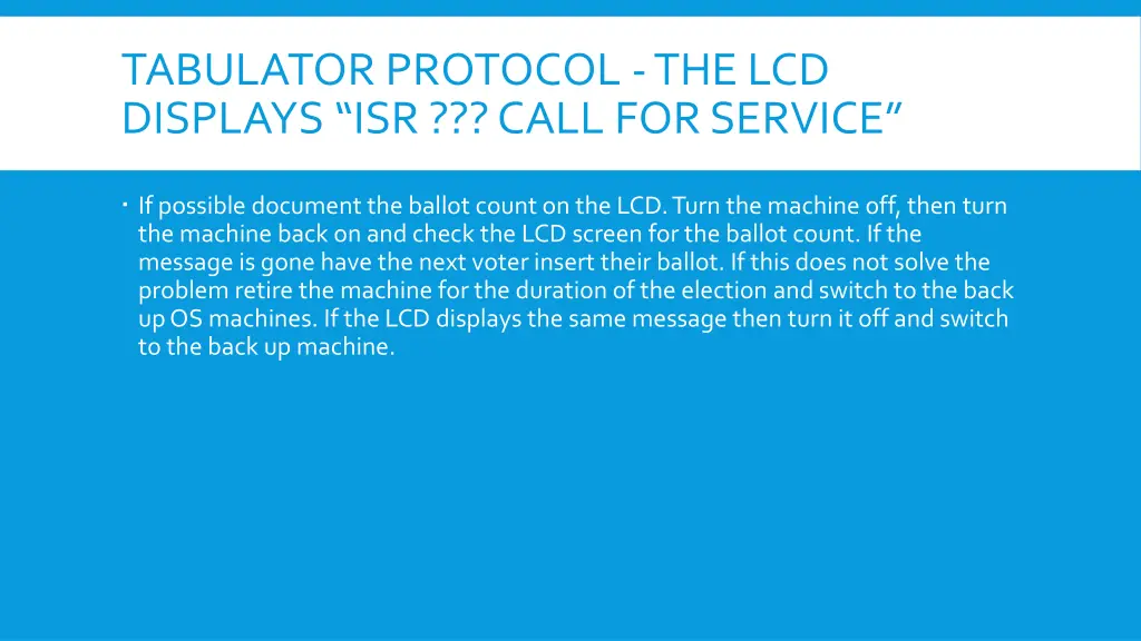 tabulator protocol the lcd displays isr call