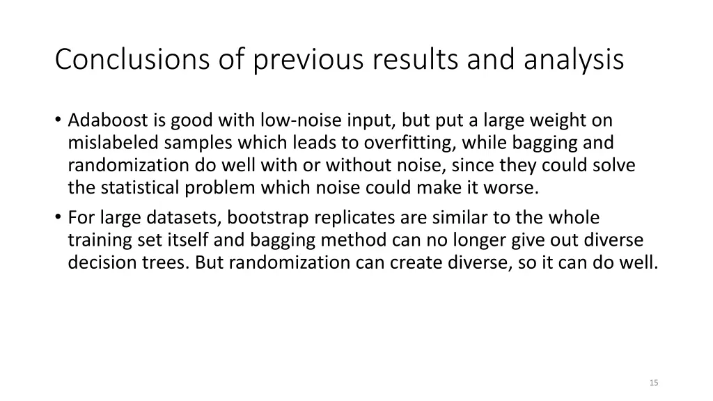 conclusions of previous results and analysis
