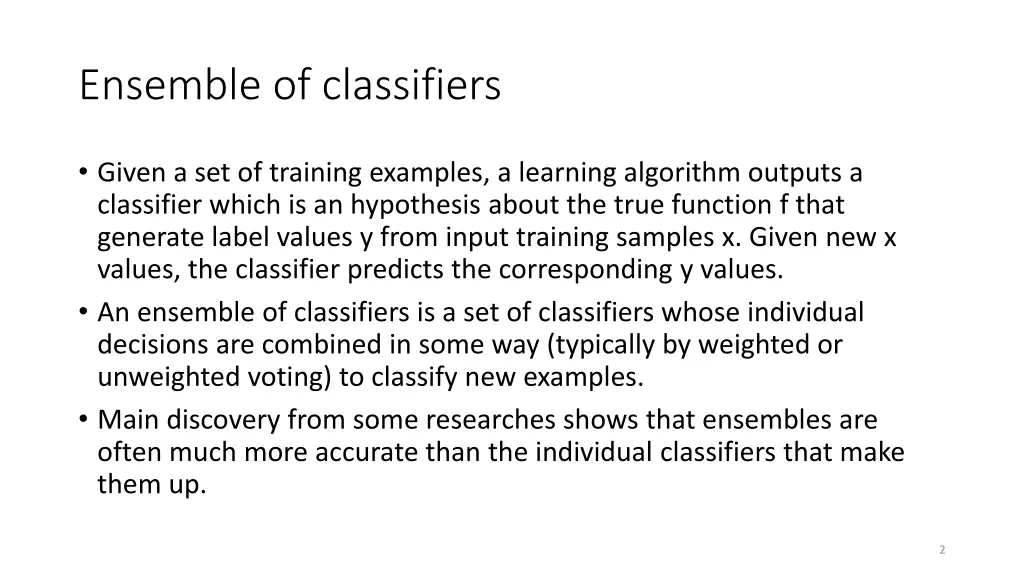 ensemble of classifiers