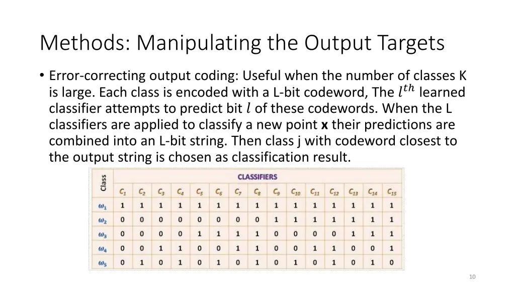 methods manipulating the output targets