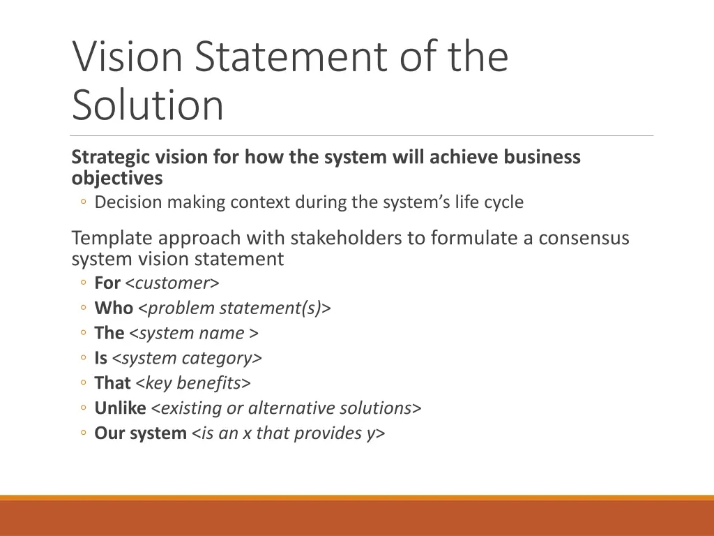 vision statement of the solution