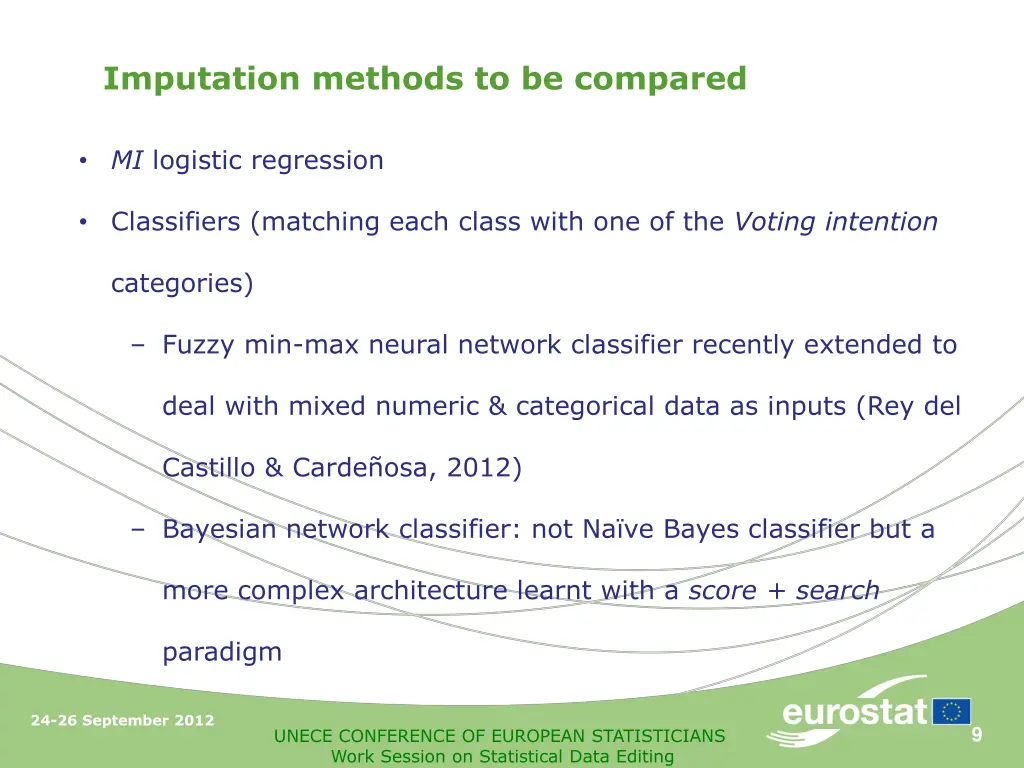 imputation methods to be compared