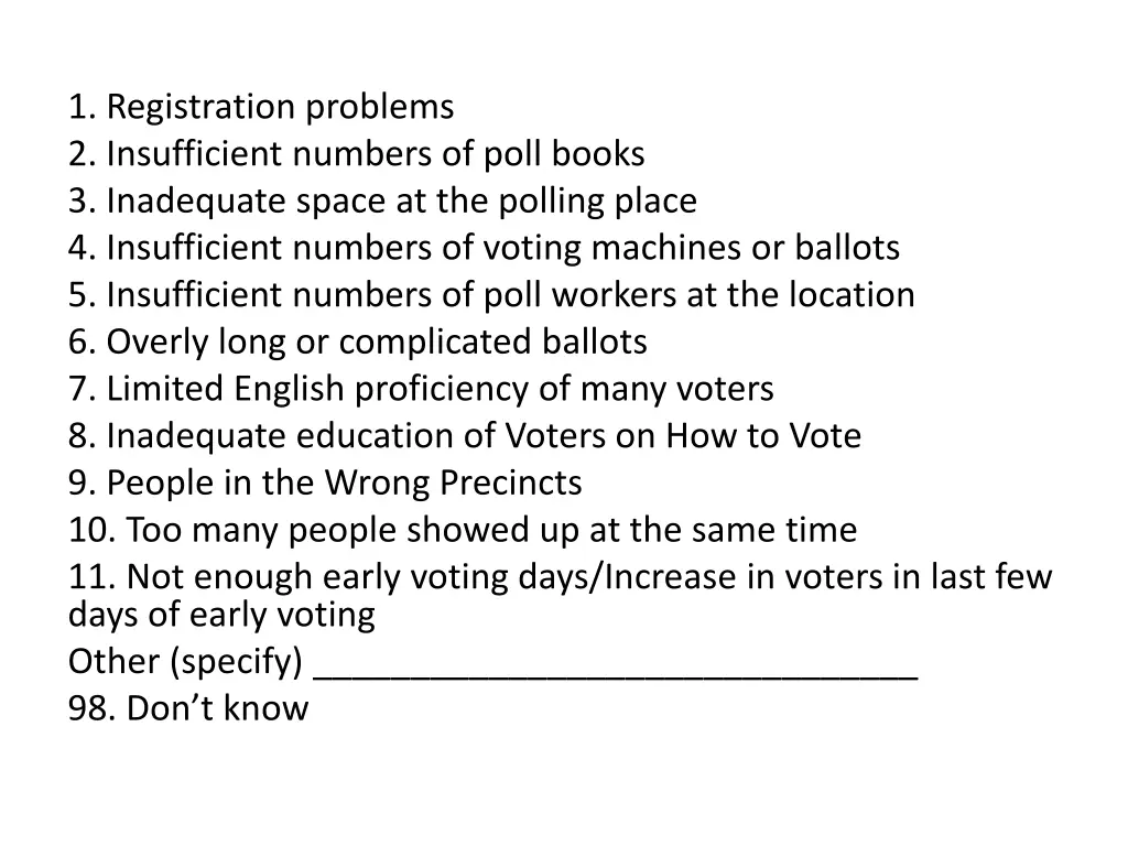1 registration problems 2 insufficient numbers