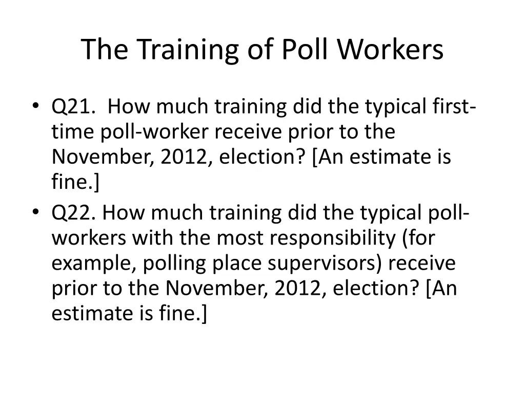 the training of poll workers