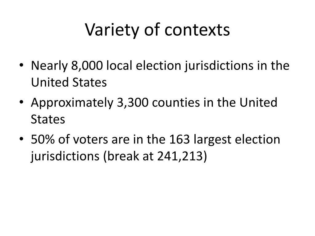 variety of contexts