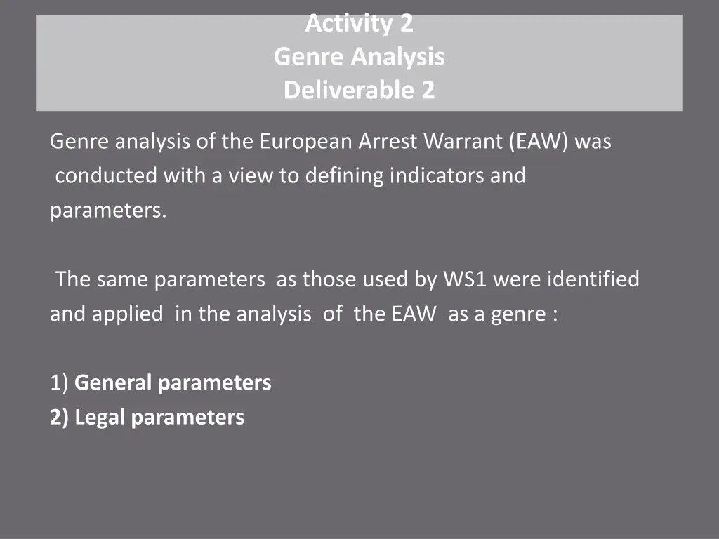 activity 2 genre analysis deliverable 2