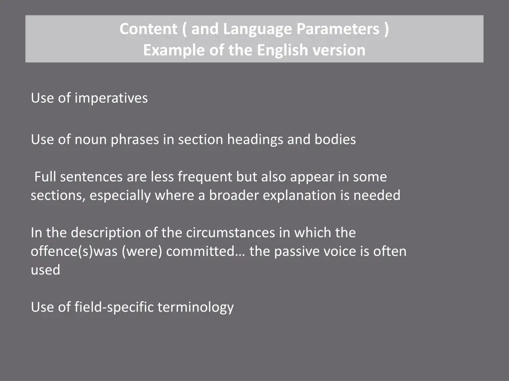 content and language parameters example