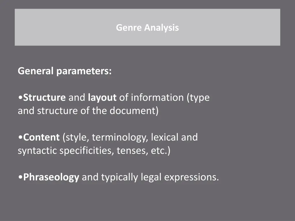 genre analysis