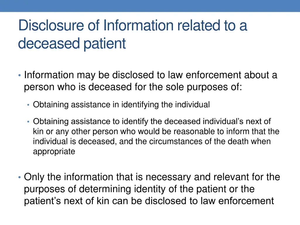 disclosure of information related to a deceased