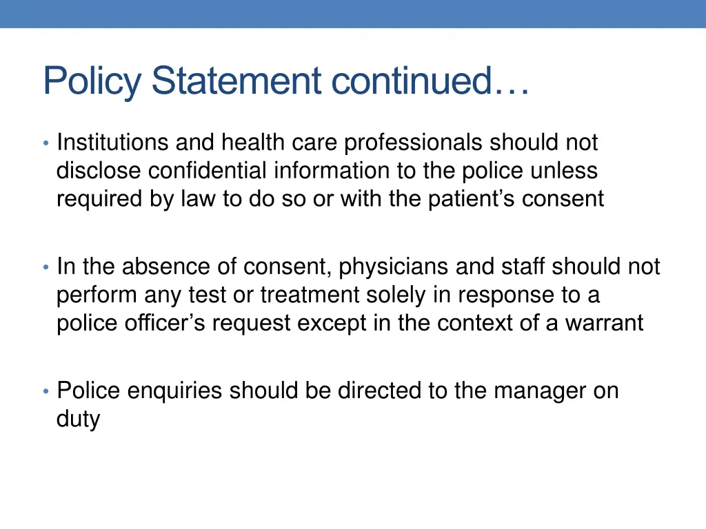 policy statement continued