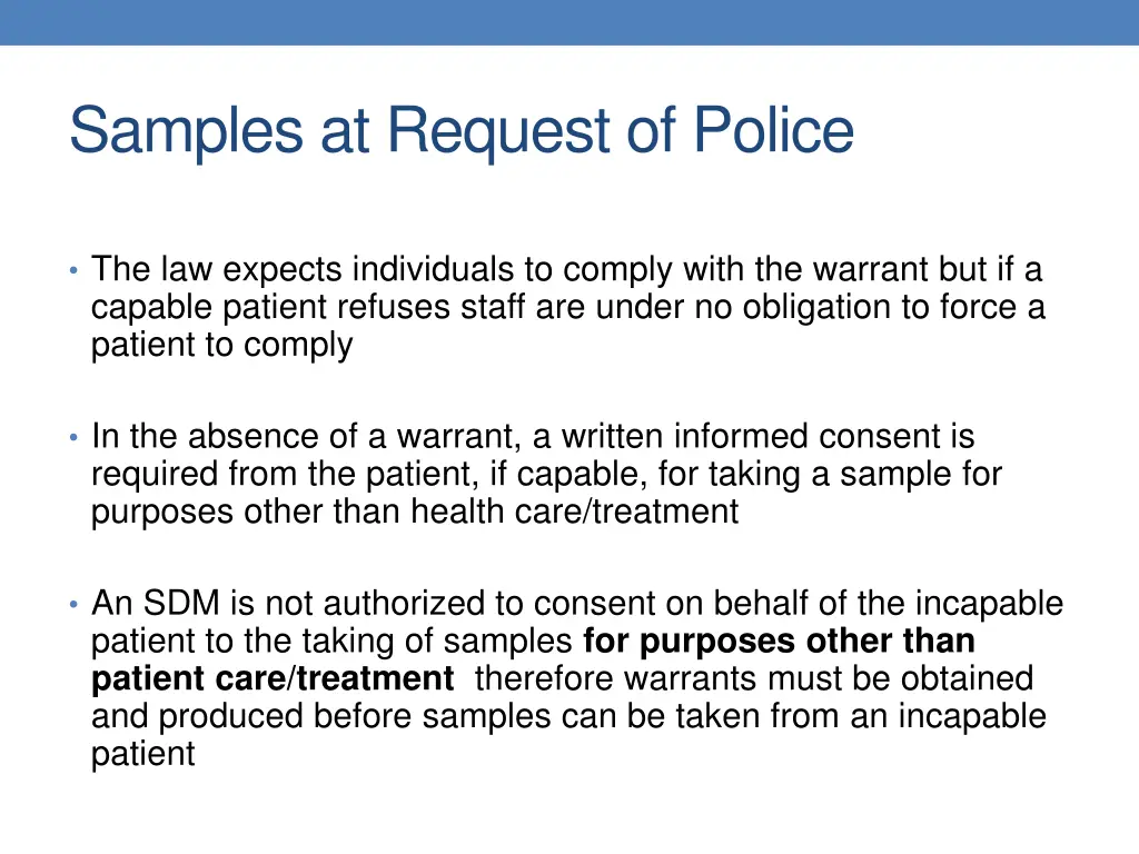 samples at request of police