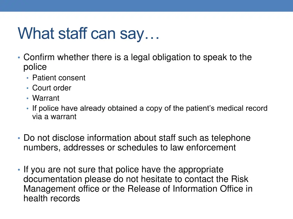 what staff can say