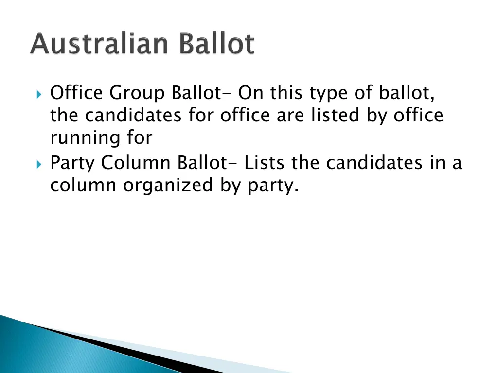 office group ballot on this type of ballot