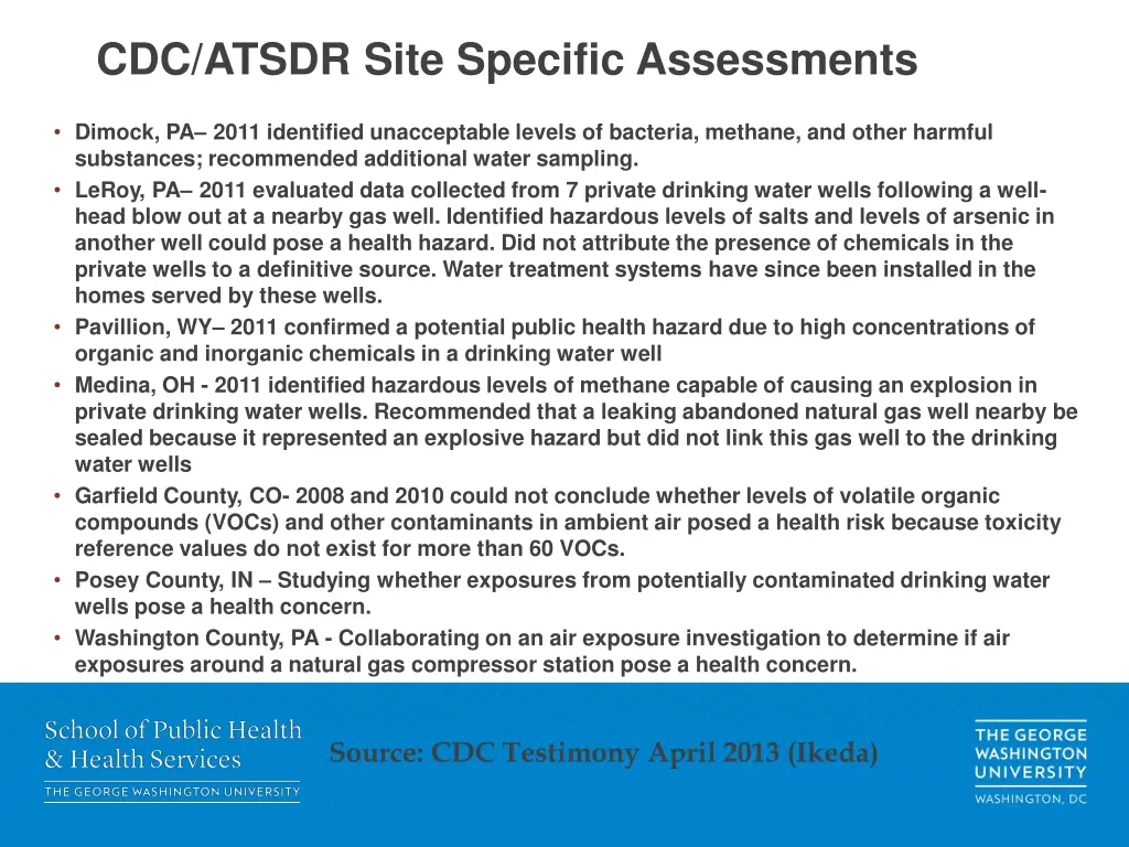 cdc atsdr site specific assessments