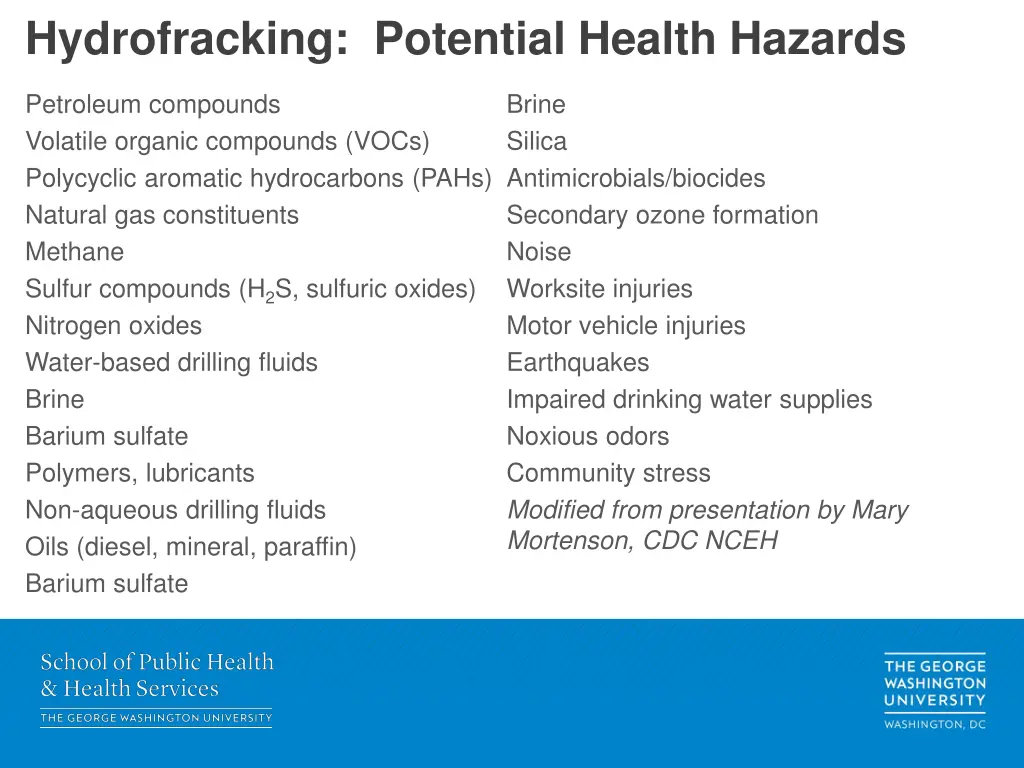 hydrofracking potential health hazards