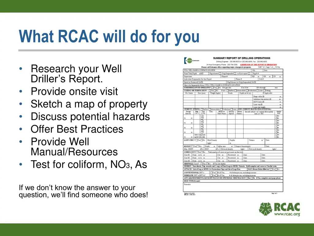 what rcac will do for you