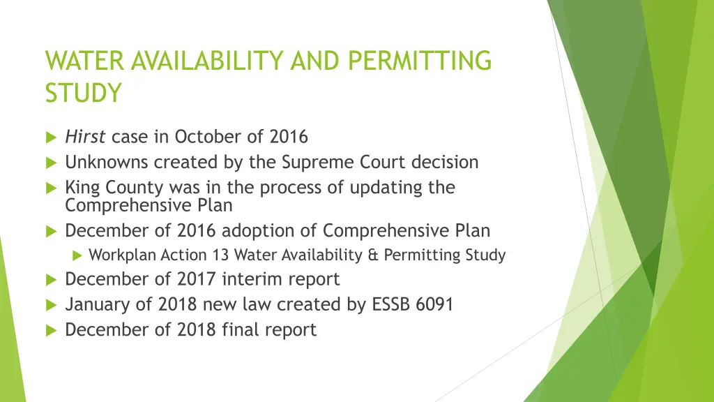 water availability and permitting study