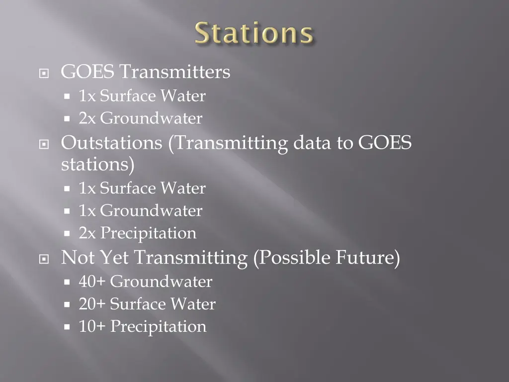 goes transmitters 1x surface water 2x groundwater