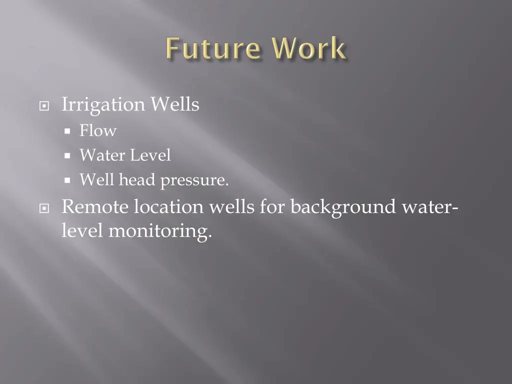 irrigation wells flow water level well head