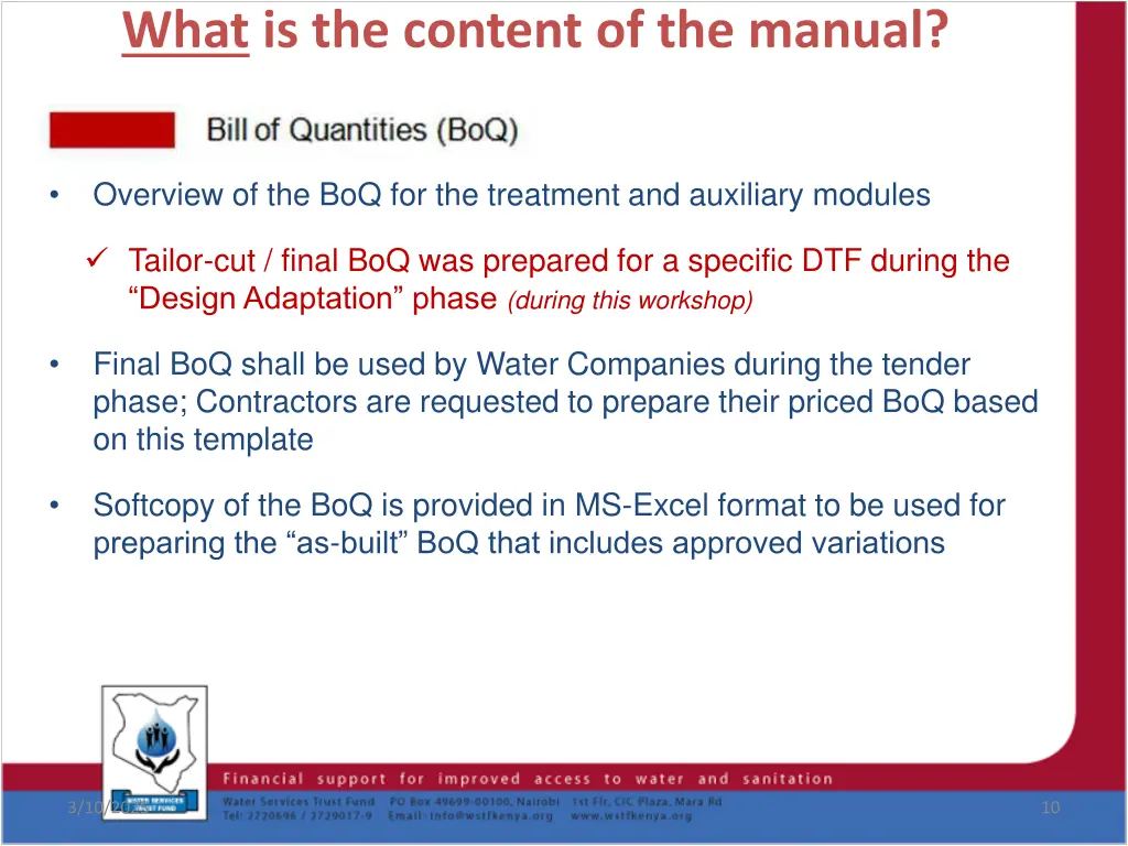 what is the content of the manual 2