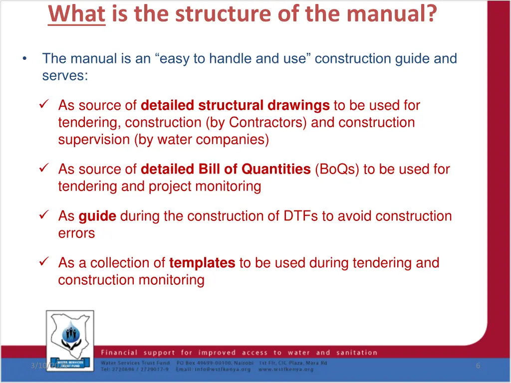 what is the structure of the manual