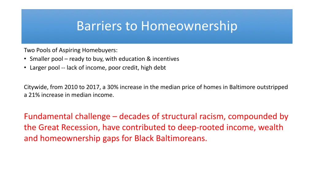 barriers to homeownership