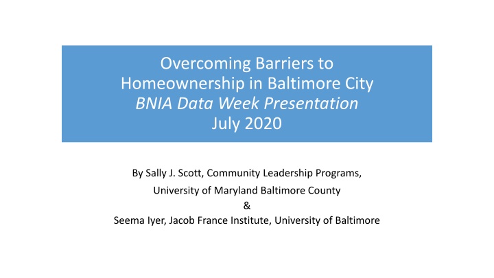 overcoming barriers to homeownership in baltimore