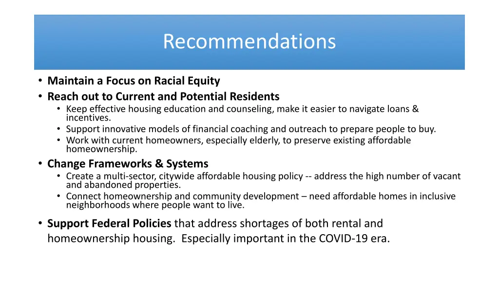 recommendations