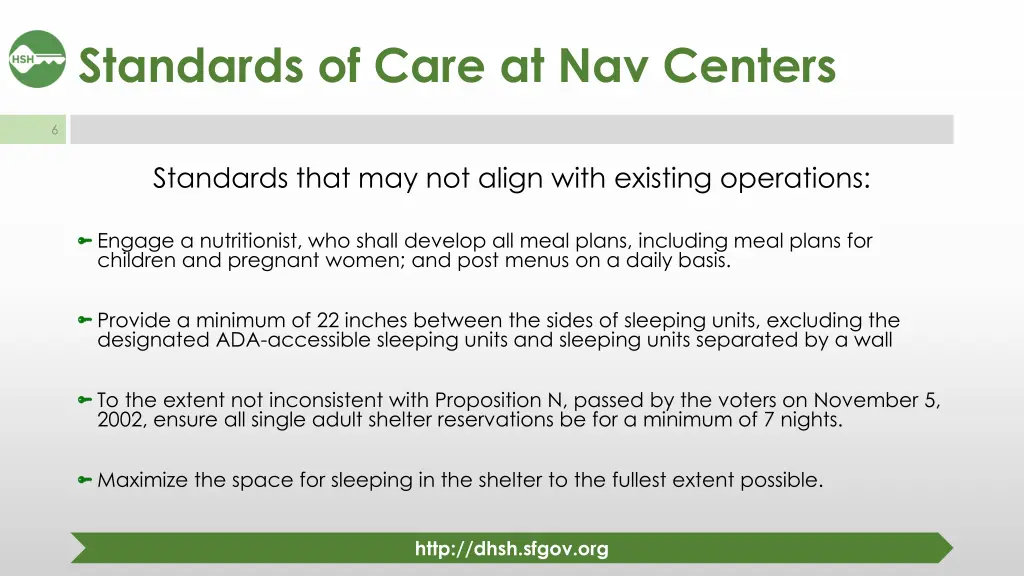 standards of care at nav centers