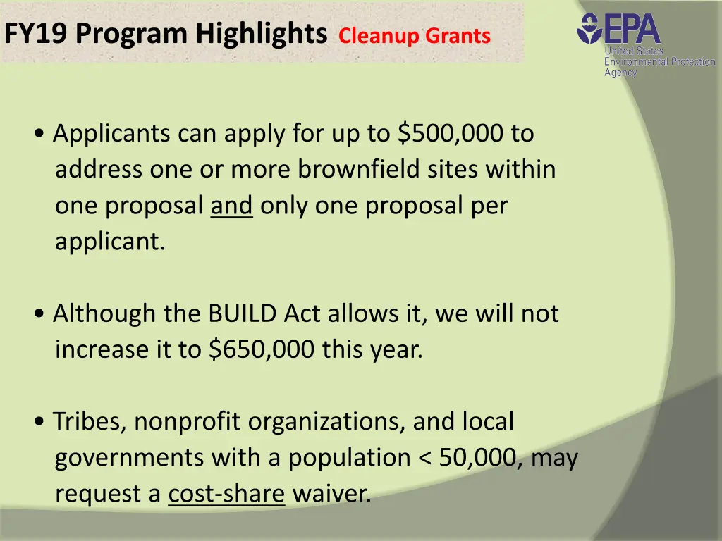fy19 program highlights cleanup grants