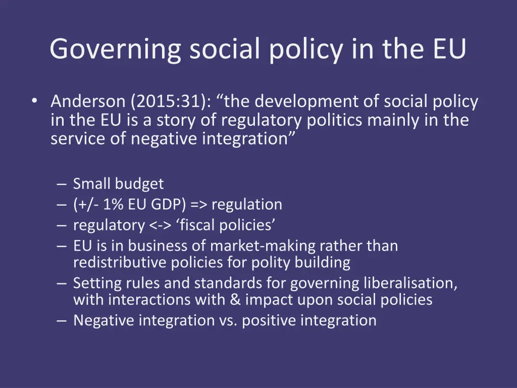 governing social policy in the eu