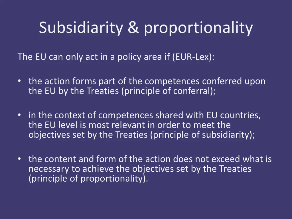 subsidiarity proportionality 1