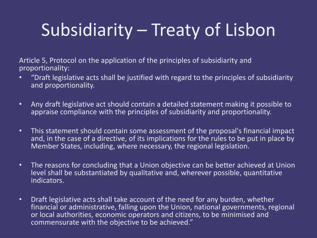subsidiarity treaty of lisbon