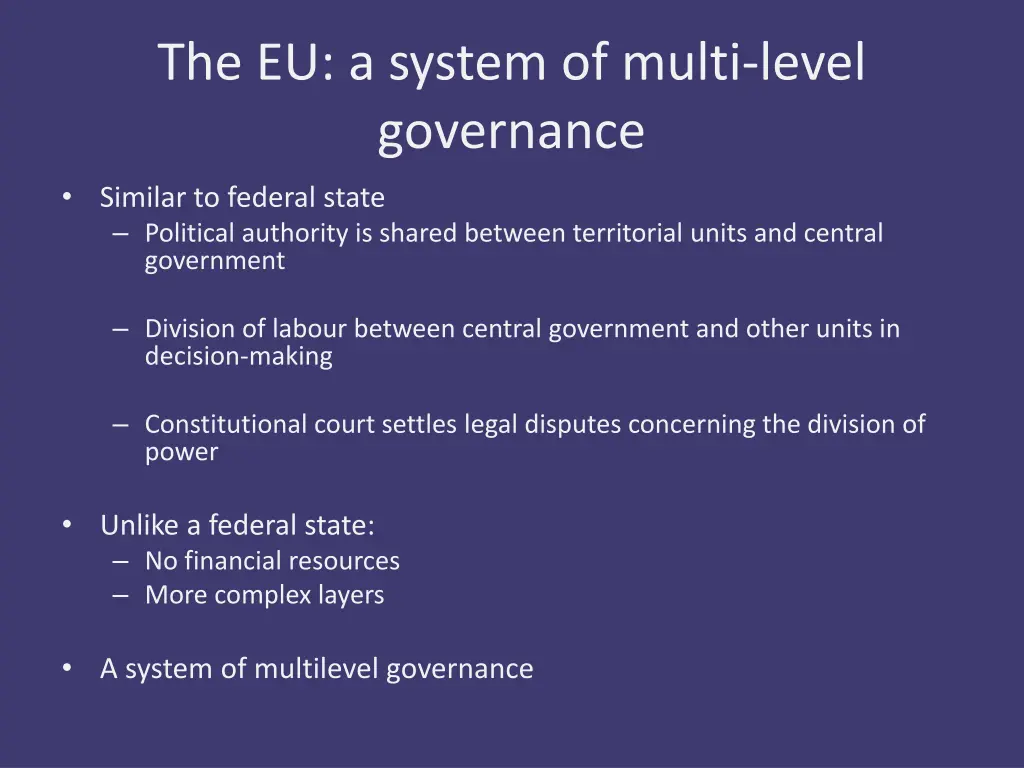 the eu a system of multi level governance