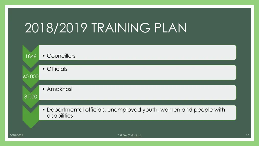 2018 2019 training plan